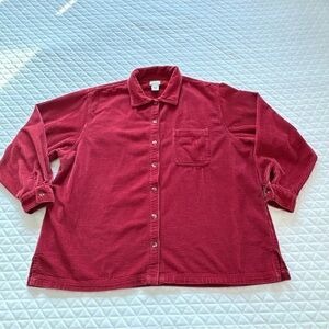 L L Bean Wide Wale Corduroy Womens 2X Long Sleeve Button Up shirt Orange Shacket